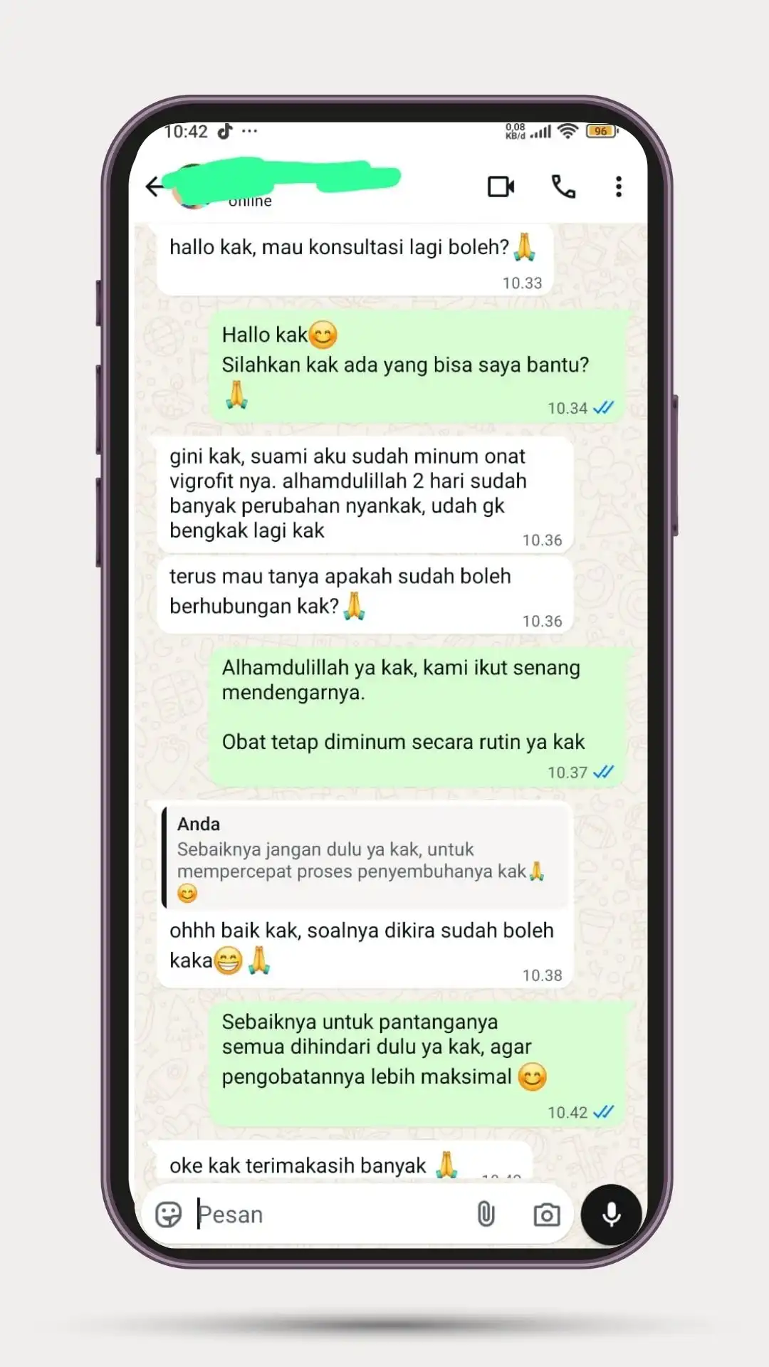 Testimoni WhatsApp Vigrofit