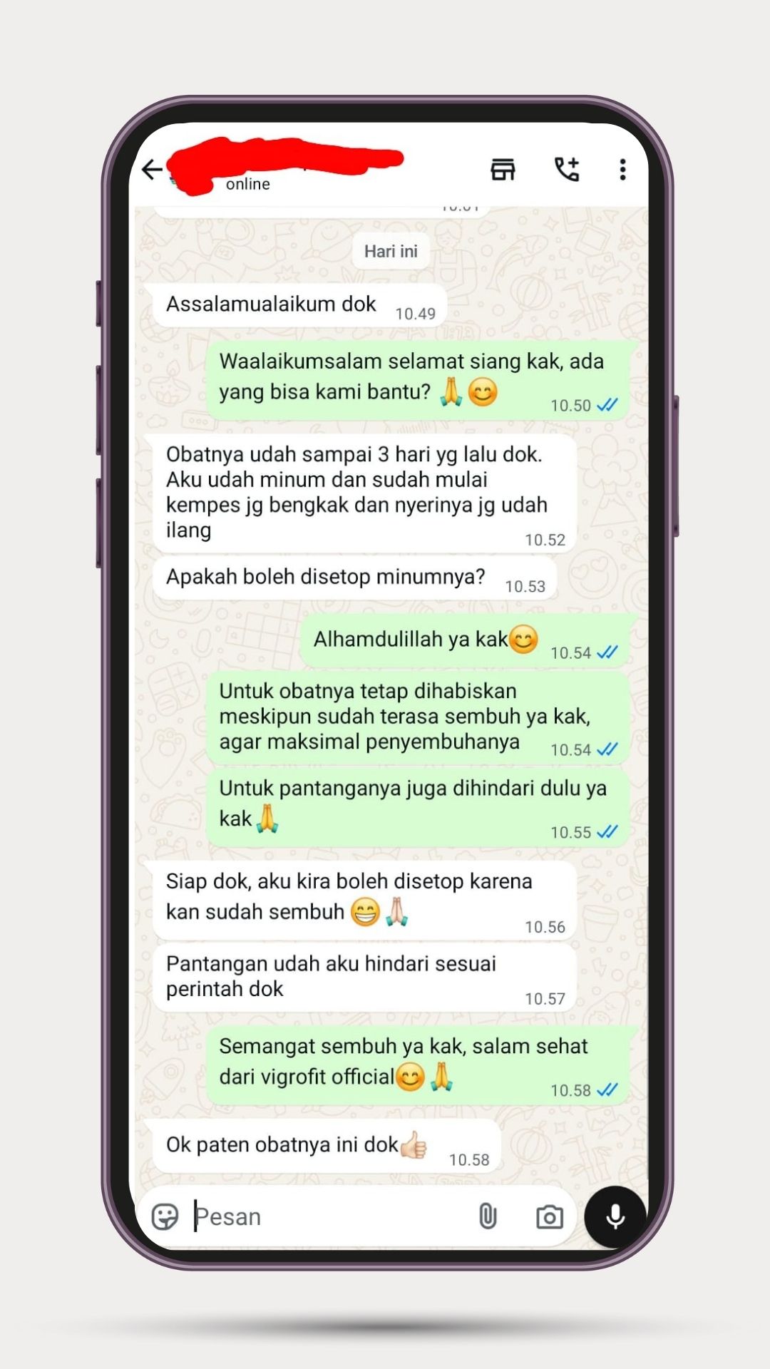 Testimoni WhatsApp Vigrofit